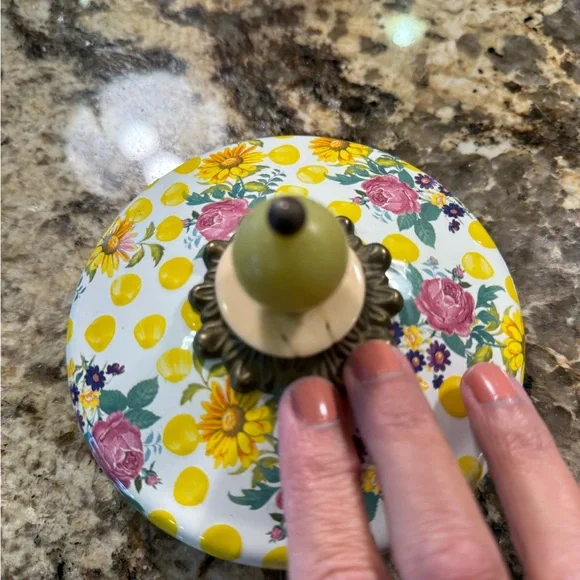 Vintage MacKenzie-Childs Yellow Polka Dot Floral Canister - Picture 9 of 9